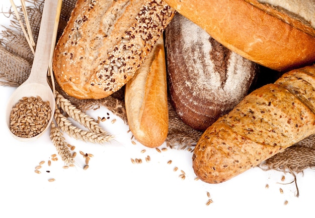 Fresh baked traditional bread and wheat