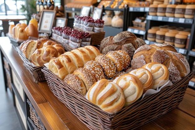 fresh bakery product with basket professional advertising food photography