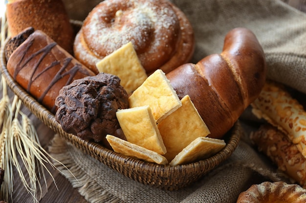 Fresh bakery products closeup