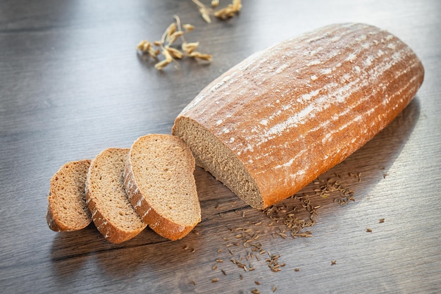 Fresh bakery on wooden table