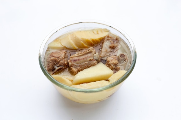 Fresh bamboo shoots with pork ribs soup