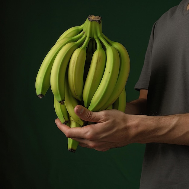 fresh banana bunch holding in hand