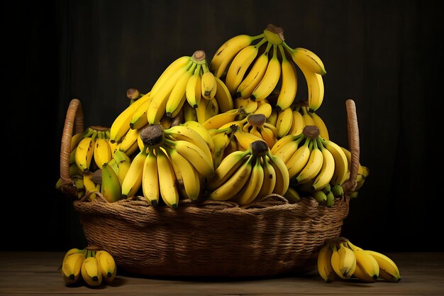 Foto frutta di banana fresca in un cesto