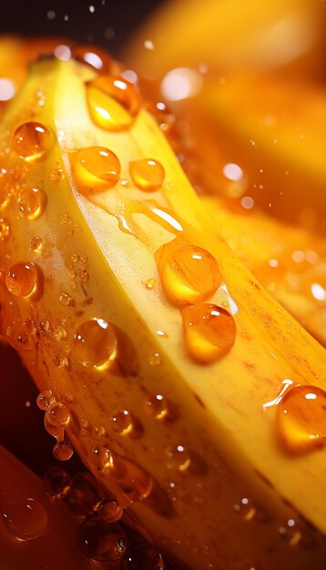 A fresh banana fruits photography with cinematic watersplash