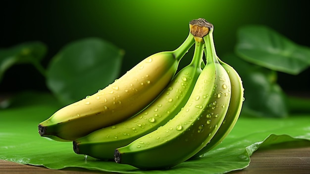 Photo fresh banana on green