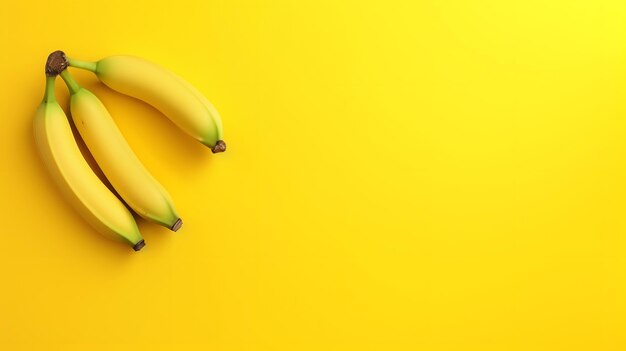 Photo fresh banana on isolated yellow background