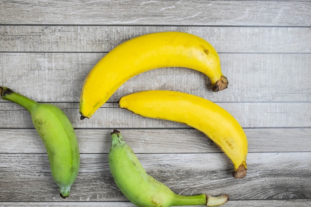 Fresh banana on a wooden table