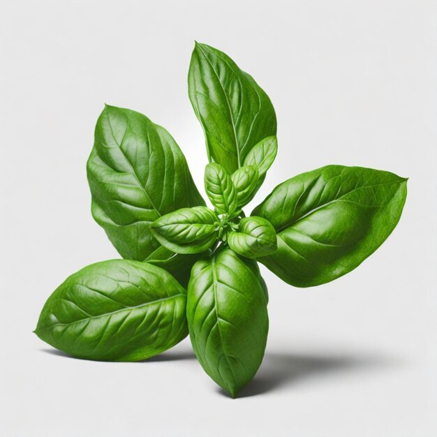 Fresh Basil Aromatic Herb on a White Background