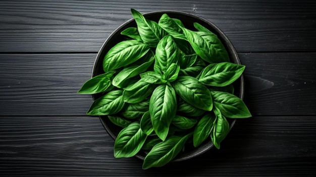 Fresh Basil Leaves in a Bowl