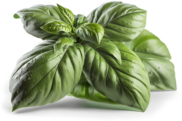 Fresh Basil Leaves on Transparent Background