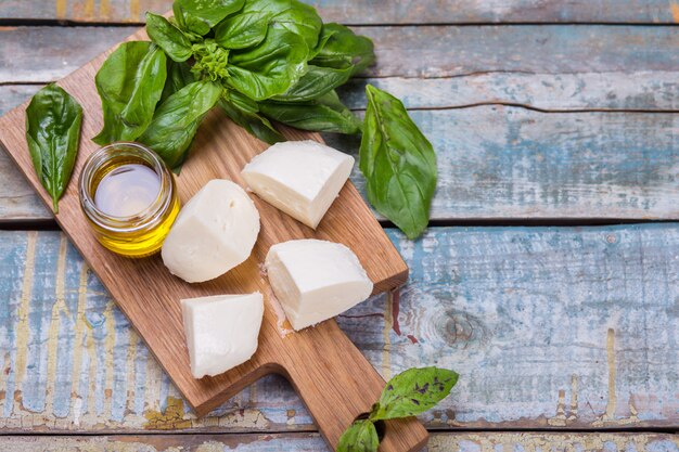 Fresh basil and mozzarella