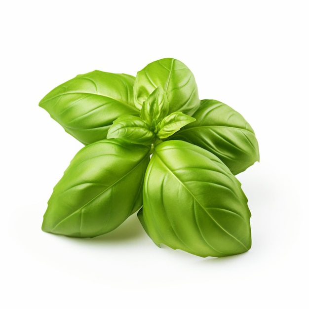 Fresh basil on a white background Generative AI