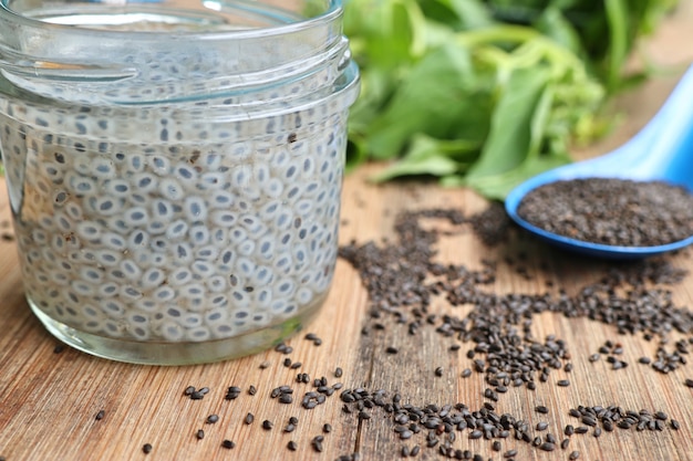 Fresh basil with seed