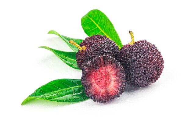 Fresh bayberry on white background