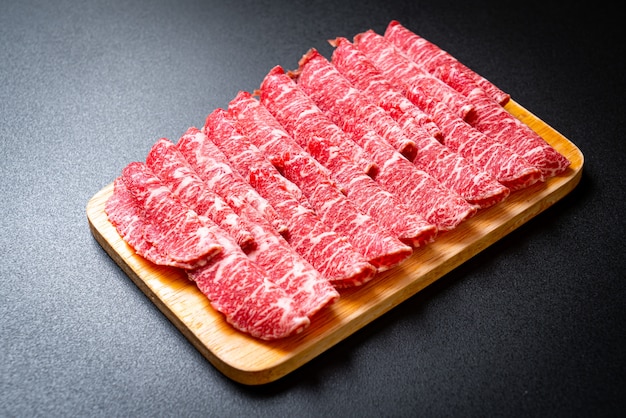 fresh beef raw sliced with marbled texture