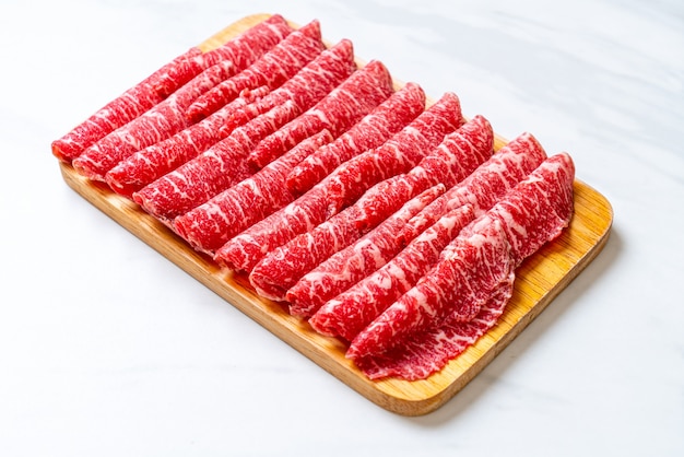 fresh beef raw sliced with marbled texture