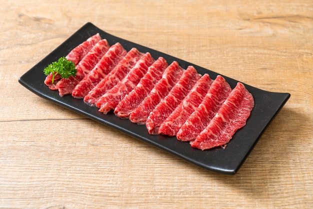 fresh beef raw sliced with marbled