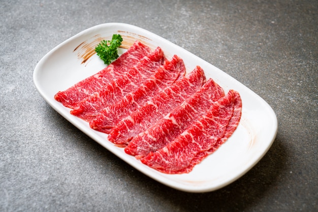 fresh beef raw sliced with marbled