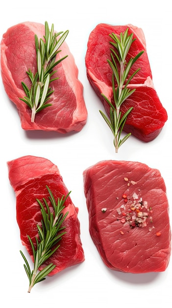 Fresh beef raw steak isolated on white background Generated by AI