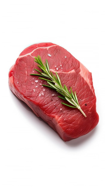 AI によって生成された白い背景に分離された新鮮な牛肉の生ステーキ