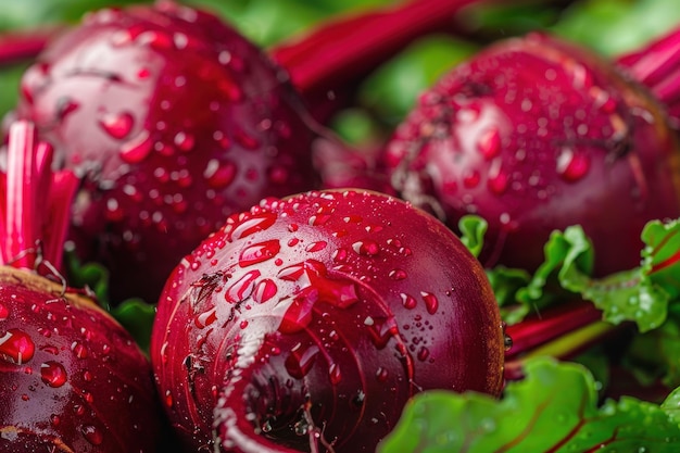 Photo fresh beet vegetables with water drops over it