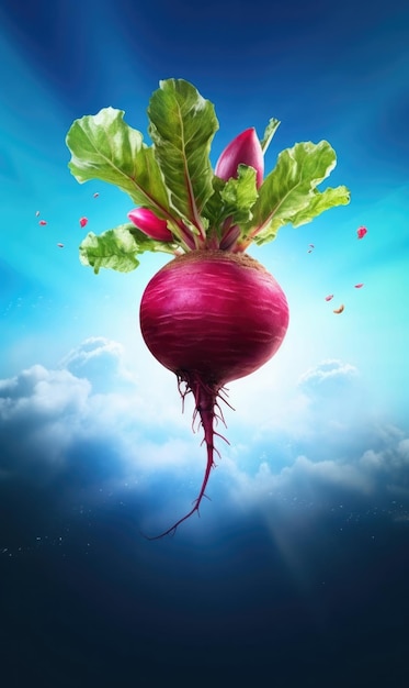 Fresh beetroot fruit flying in studio background restaurant and garden background