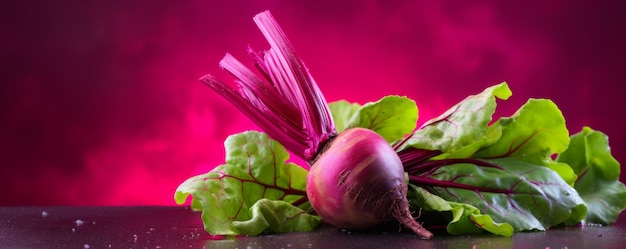 Fresh beetroot on a pink background Generative AI