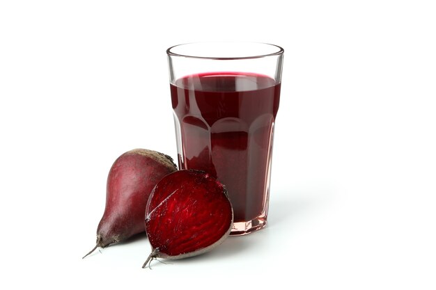 Fresh beetroot smoothie isolated on white background