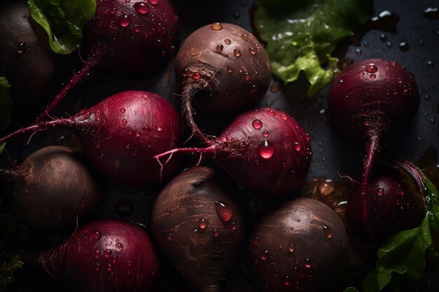 fresh beets background visible drops of water ai generative