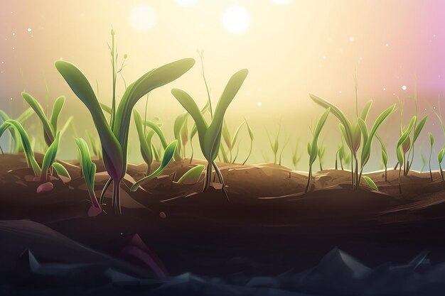 Fresh Beginnings Illustration of Young Green Sprouts