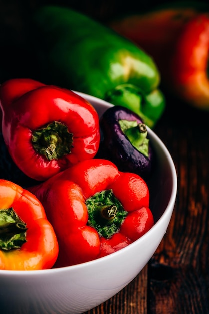 Fresh bell peppers in bowl