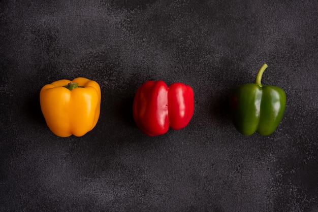 Fresh bell peppers of different colors healthy vegetable vitamins