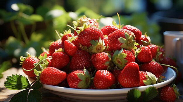 Fresh berries in the bowl on a black backgroundgenerative ai