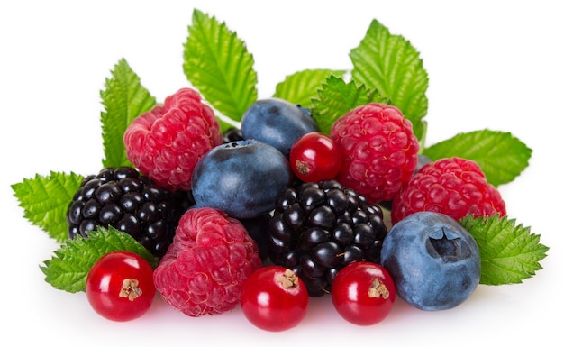 Fresh berries isolated on white background