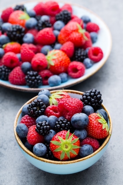 Fresh berries salad in a plate