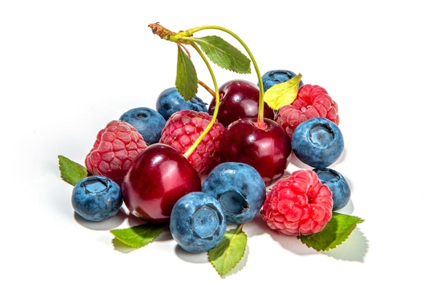 Fresh berries set isolated on white