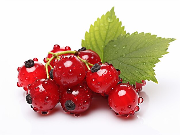 Fresh berries on white background adorned with