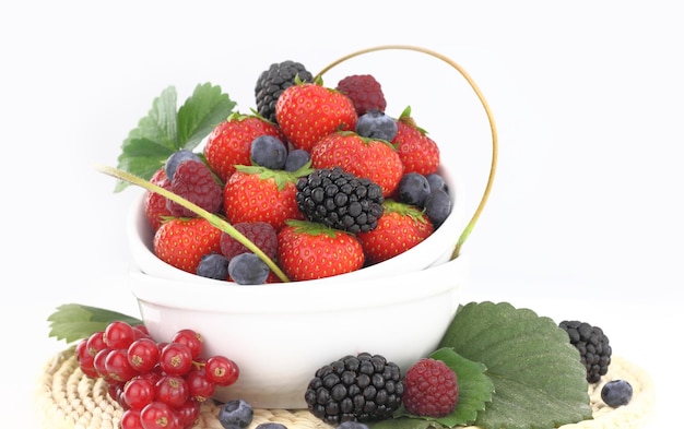 Fresh berries on a white bowl