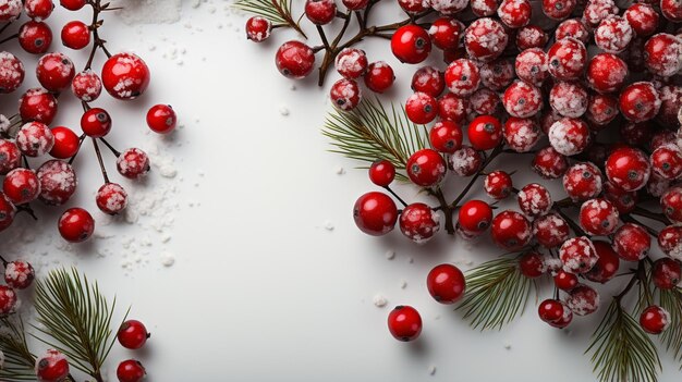 Photo fresh berries on the wooden background with christmas decor