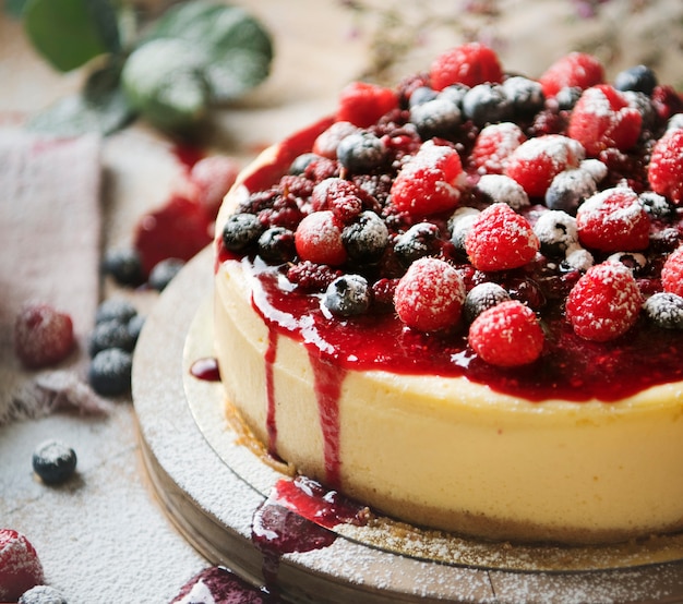 Fresh berry cheescake food photography recipe idea