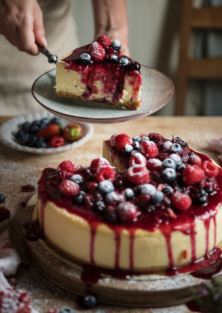 新鮮なベリーcheescake食品の写真レシピのアイデア