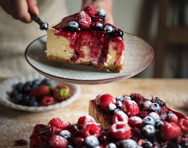 Fresh berry cheescake food photography recipe idea