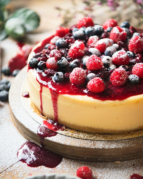 Fresh berry cheescake food photography recipe idea