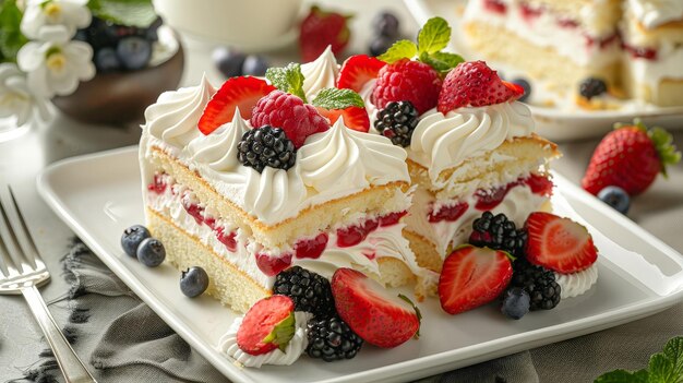 Fresh Berry Cream Cake Delight