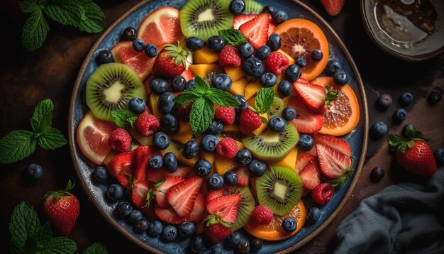 Fresh berry salad with yogurt and granola generated by AI