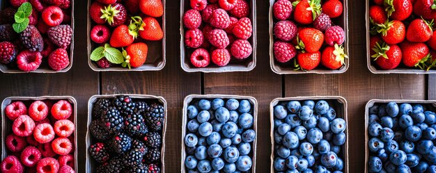 Fresh Berry Trays on Table