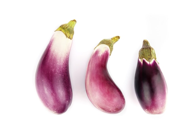 Fresh bio eggplants isolated on white