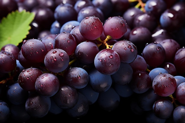 A fresh black grapes images seamless background adorned with glistening raindrops of water