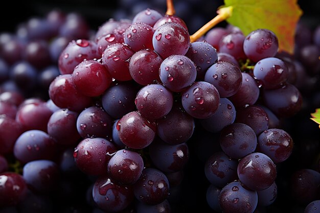 A fresh black grapes images seamless background adorned with glistening raindrops of water