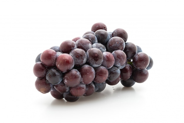 fresh black grapes isolated on white